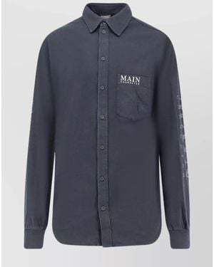 Balenciaga Cotton Long-Sleeve Polo Shirt - Blue