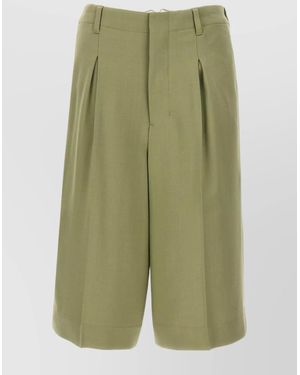 Ami Paris Pleated Bermuda Shorts - Green