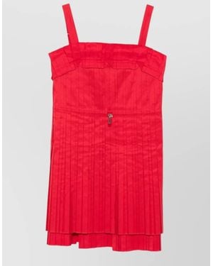 Fendi Drawstring Waist Mini Dress Square Neckline - Red