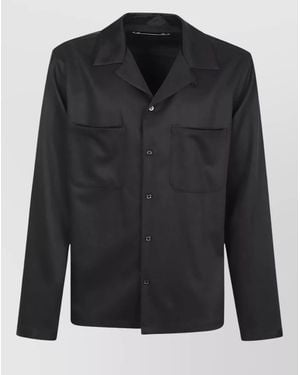 Golden Goose Virgin Wool Regular-Fit Camp-Collar Shirt - Black