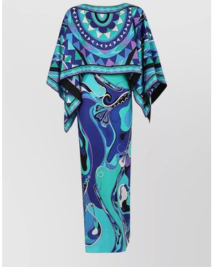 PUCCI Boat Neck Maxi Dress Geometric Print - Blue