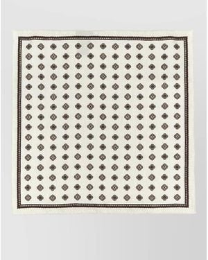 Brunello Cucinelli Silk Printed Pocket Square - White