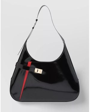 Ferragamo Gancini Leather Shoulder Bag - Black