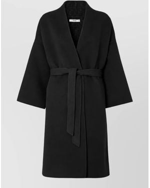 Fendi Wool Belted Midi Coat - Black