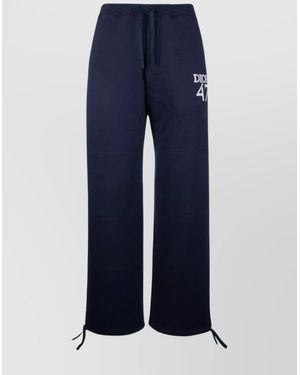Dior Pants Elastic Waistband Side Pockets Wide Leg - Blue