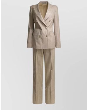 Tagliatore Virgin Wool Blazer Double Breasted Tailoring - Natural