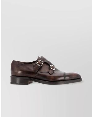 John Lobb Leather Monk Loafers - Brown