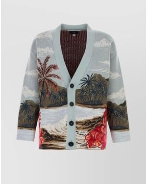 Alanui Embroidered Wool Blend Cardigan - Grey