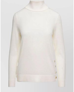 Michael Kors Turtleneck Jumper Button Detail Long Sleeves - White