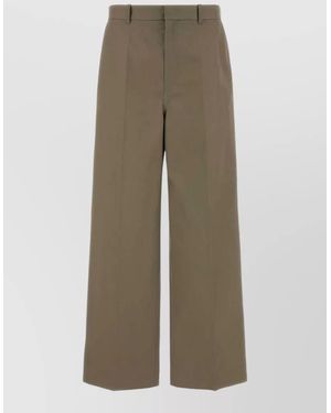 Balenciaga Twill Chino Trousers Belt Loops Front Pleats - Natural