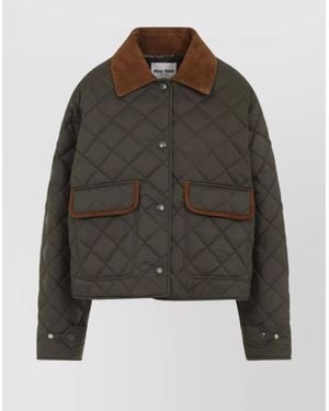 Miu Miu Quilted Technical Pongé Blouson Jacket - Green