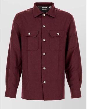 Brunello Cucinelli Virgin Wool Shirt Jacket - Purple