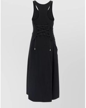 McQueen Cotton Sleeveless Corset Midi Dress - Black