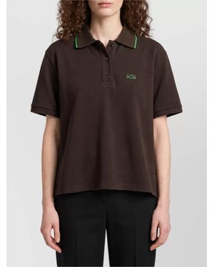 Loewe Cotton Two-Tone Asymmetric Relaxed-Fit Polo Shirt - Black