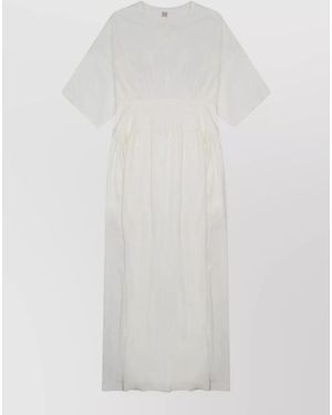 TOTEME Silk Relaxed-Fit Short-Sleeve Midi Nightdress - White