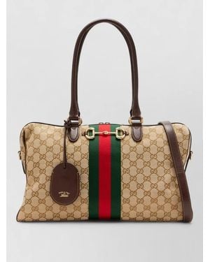 Gucci Horsebit Tote Bag Signature Pattern - Natural