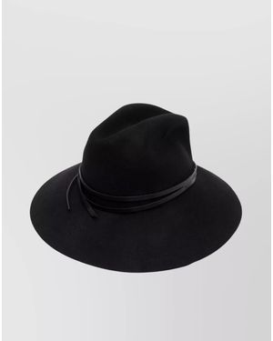 Golden Goose Leather Band Star Wide Brim Hat - Black