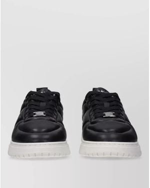 Ferragamo Leather Lace-Up Sneakers - Black