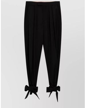 Chloé Pleated Front Trousers Bow Detail Pockets - Black