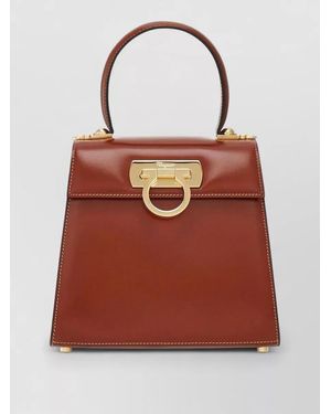Ferragamo Iconic Small Top Handle Shoulder Bag - Red