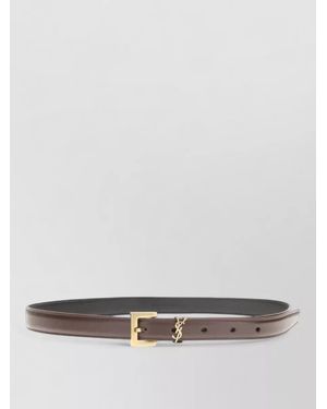 Saint Laurent Leather Slim Belt - White