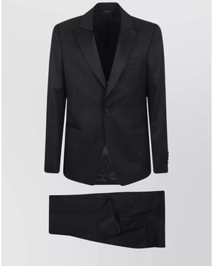 Lardini Wool Single-Breasted Tuxedo Suit - Black