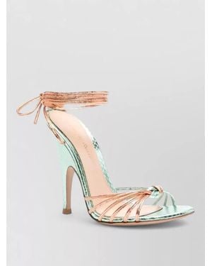 Gianvito Rossi Bow Leather Sandals Knotted Strap Sole - Multicolour