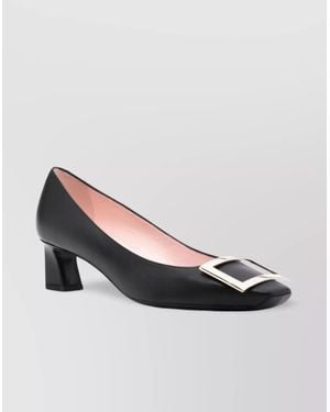 Roger Vivier Square Toe Leather Pumps With Logo Buckle - Multicolor