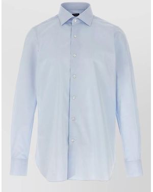 Finamore 1925 Cotton Long-Sleeve Shirt - Blue