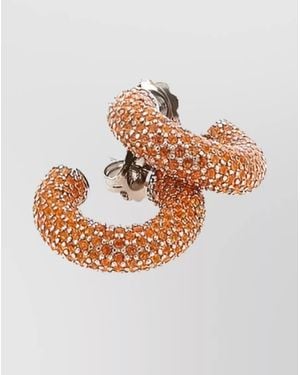 AMINA MUADDI Rhinestone-Embellished Mini Hoop Earrings - Pink