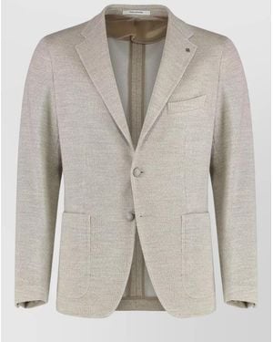 Tagliatore Single Breasted Wool Blend Notch Lapel Jacket - Natural
