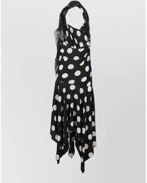 Junya Watanabe Polka Dot Halter Midi Dress Asymmetric Lace - White