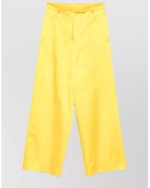 Dries Van Noten High Waist Wide Leg Satin Pants - Yellow