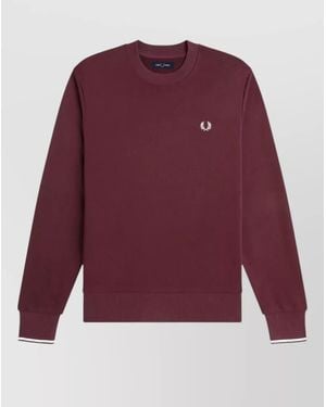 Fred Perry Logo Crew Neck Sweatshirt Long Sleeves - Purple