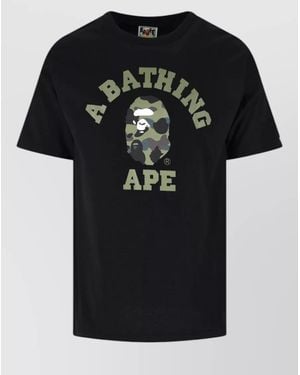 A Bathing Ape Crew Neck Graphic Print Short Sleeve Shirt - Black