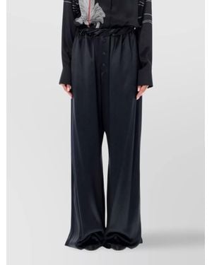 Ferragamo Satin Wide-Leg Trousers - Blue