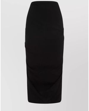 Dries Van Noten Wool Viscose Ruched High-Rise Midi Skirt - Black