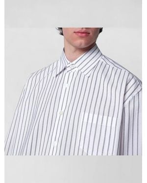 NAMACHEKO Striped Shirt Long Sleeves Chest Pocket - White