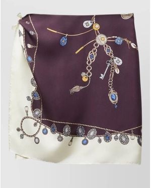 Versace Silk Wrap Dress Graphic Print Cuffs - Purple