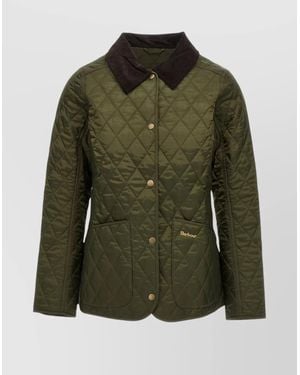 Barbour 'Collar Corduroy Quilted Design Pockets Jacket' - Green