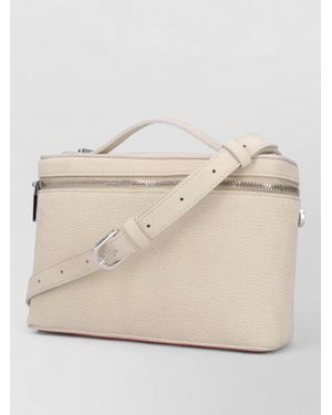 Christian Louboutin Shoulder Bag Textured Finish Top Handle - Natural