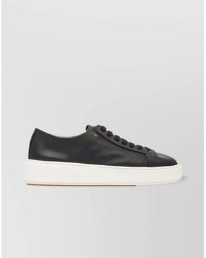 Santoni Low-Top Round Toe Sneakers With Textured Sole - Multicolor