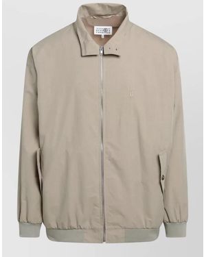 MM6 by Maison Margiela Jacket Elastic Cuffs Side Pockets Stand Collar - Natural