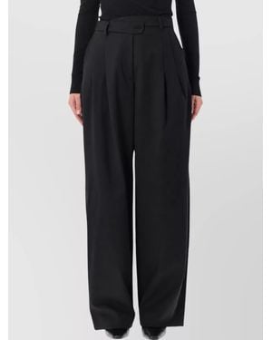 Thelatest Wool-Blend High-Rise Pleated Wide-Leg Pants - Black