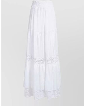 Guess High Waist Maxi Skirt Lace Tiers - White