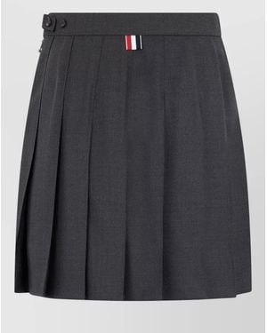 Thom Browne High Waisted Asymmetrical Pleated Mini Skirt - Black