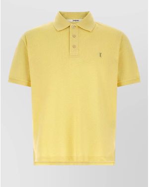 Saint Laurent Cassandre Logo Polo Shirt Short Sleeves - Yellow