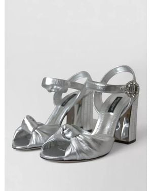 Dolce & Gabbana Ankle Strap Sandals Mirrored Heel - Grey