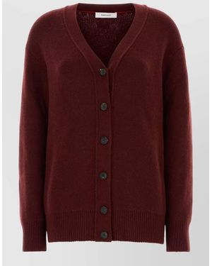 Ferragamo Cashmere Blend Cardigan Long Sleeves - Red