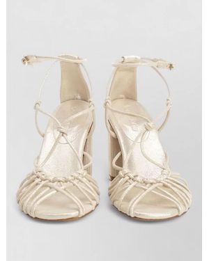 forte_forte Leather Sandals Block Heel Open Toe - Natural